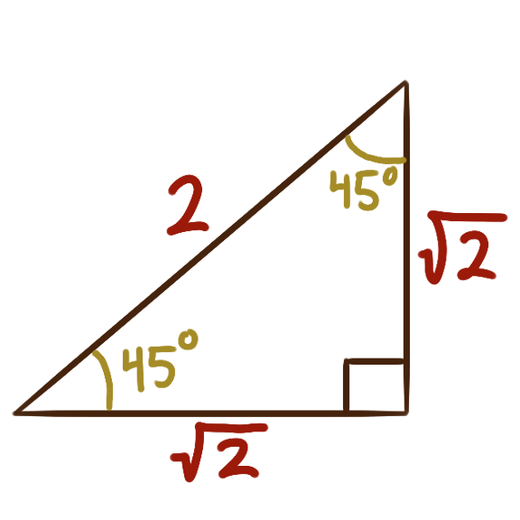 a 45-45-90 triangle