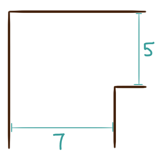 A right-angled halway corner as described in the prompt