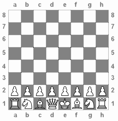 Chess Board with white pieces setup